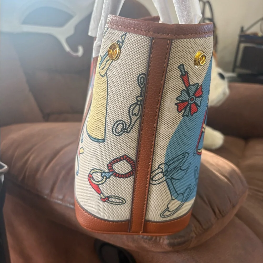 Artistic Blue and Brown Women's Tote Bag - Picture 2 of 9